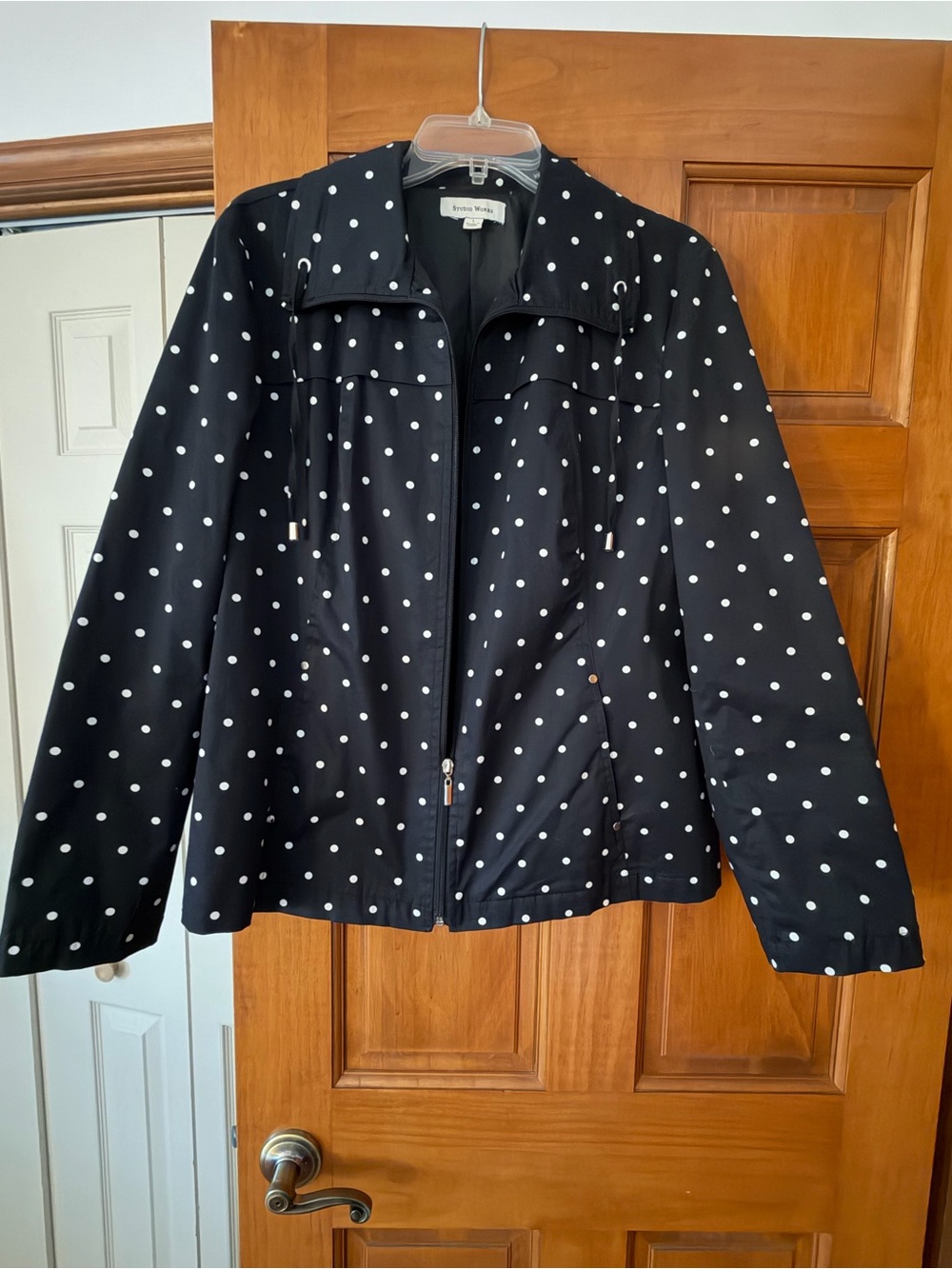 Studio Works Black Polka Dot Zip-Front Utility Jacket